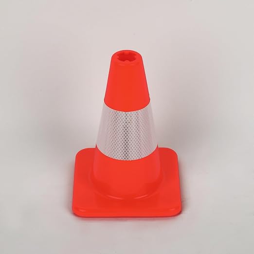8 Pack All-PVC 1-Piece Traffic Cones, 360° Visible Fluorescent Orange-Red - Image 4