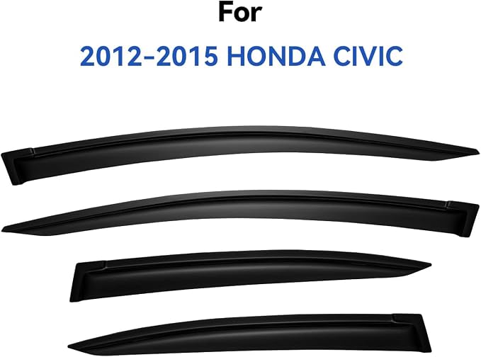 Window Visors Rain Guards for 2012 2013 2014 2015 Honda Civic, Out-Channel - Image 2
