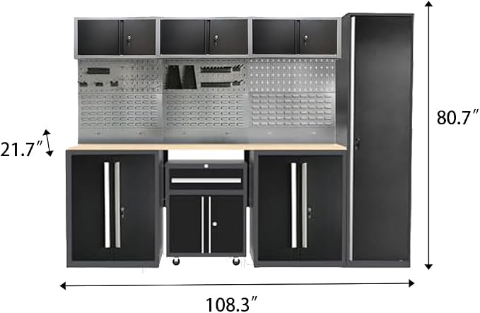 JZD Metal Workshop Cabinet System, Garage Organization Tools Storage, No Wall - Image 2