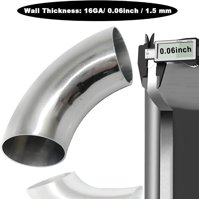 OD 1.25 Inch 90 Degree Stainless Steel Bend Tube Exhaust Elbow Pipe - Image 6