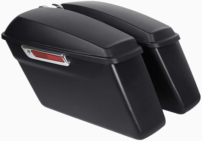 XFMT Matte Black Motorcycle Saddlebags Hard Saddle Bags W/Chrome Conversion - Image 4