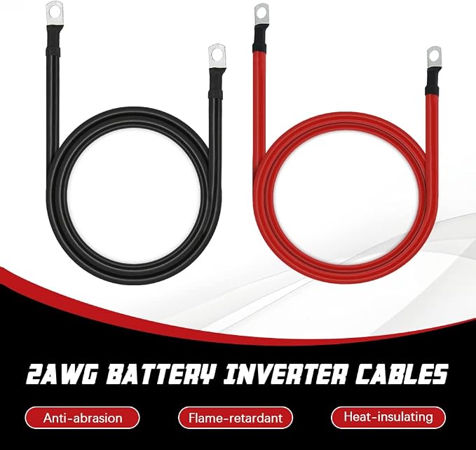 A ABIGAIL 2 AWG Battery Cables 2 Gauge Pure Copper Battery Inverter Cables - Image 3