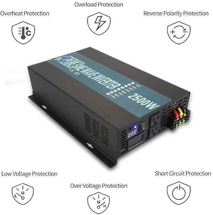 WZRELB Strong Driving Capacity 2500W 24VDC to 120VAC Pure Sine Wave Inverter - Image 5