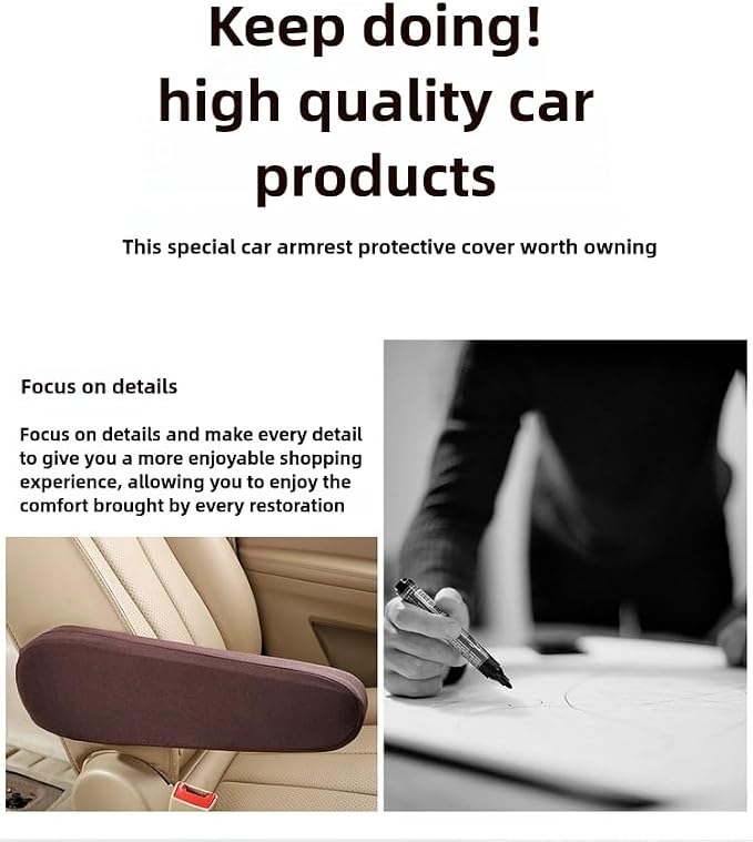 Automotive Black Cloth Fabric Armrest Covers - Image 7