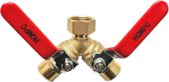HQMPC Garden Hose Y Valve Hose Splitter Brass Hose Splitter by HQMPC