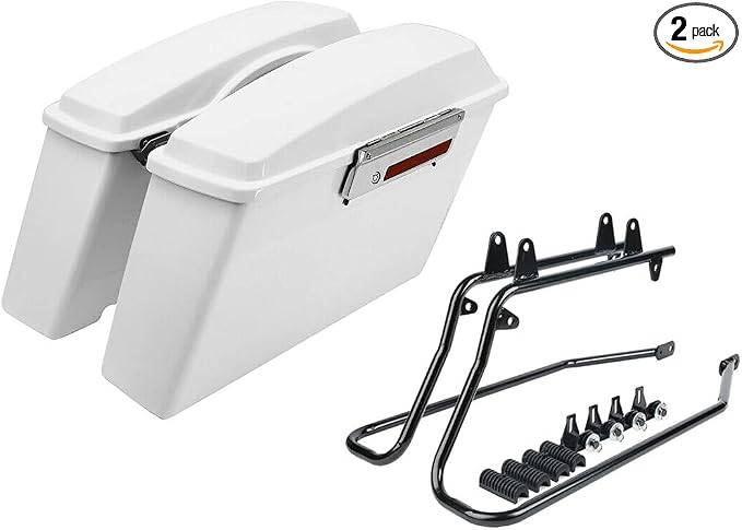 XFMT White Hard Saddlebags Saddle Bags Trunk W/Black Conversion Brackets by XFMT