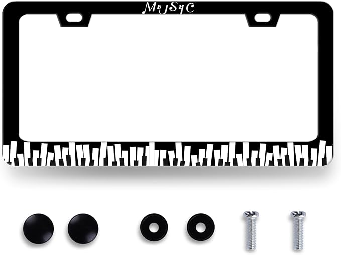 Piano Music License Plate Frame Music Notes License Plate Holder Stainless by RNKATIH