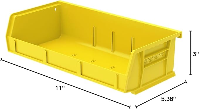 Akro-Mils 30232YELLO Plastic Storage Stacking Hanging Akro Bin, 5-3/8 x 11 x 3 - Image 4