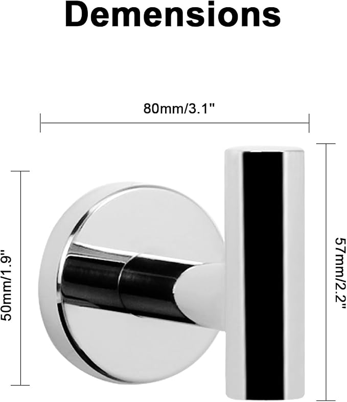 NearMoon Bath Towel Hooks- SUS 304 Stainless Steel Robe Hook Holder, Heavy Duty - Image 5