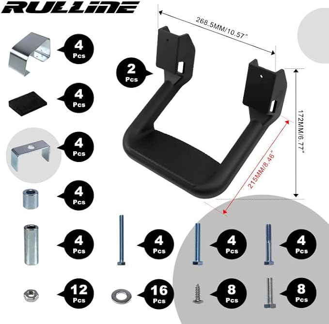 RULLINE Black Powder Coated Truck Side Step Set - Image 2