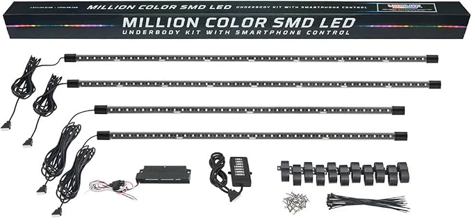 LEDGlow 4pc Bluetooth Million Color LED Underbody Underglow Accent Neon - Image 9