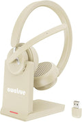 Wireless Headset with Mic, 2.4GHz Bluetooth Headset with AI Noise Cancelling by awatrue