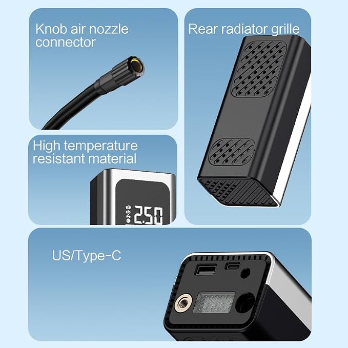 X9 Pro Portable Tire Inflator 1Min2X Faster 150PSI Air Compressor, 25000mAh - Image 7