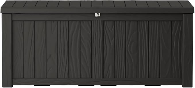 150 Gallon Lockable Resin Deck Box, Waterproof & UV-Resistant Outdoor Storage by Home
