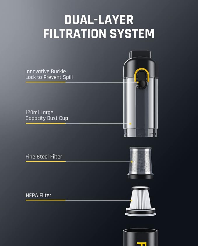 Fanttik Slim V8 Mate Cordless Car Vacuum Suction Power 12000Pa, Portable Mini - Image 8