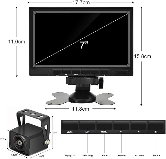 AHD Dual Backup Camera with 7'' 1080P DVR Monitor, Front and Rear View Camera - Image 2