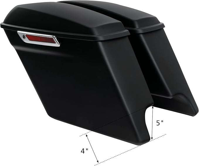 XFMT Motorcycle Matte Black 5" Extended Stretched Hard Saddlebags Saddle Bags - Image 3