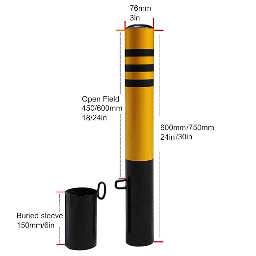 Safety Bollard Post, Steel Security Post Barrier Traffic Pole, Removable Bollard - Image 7