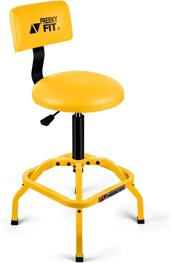 Shop Stool with Backrest, Mechanic Garage Stool by FreekyFit