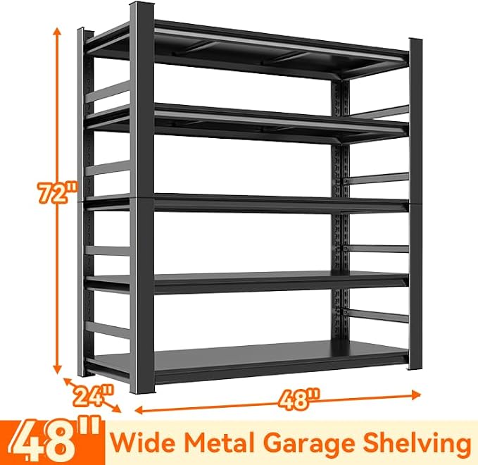 Garage Shelving, Adjustable 5-Tier Storage Shelves, Double-Thickened Columns - Image 3