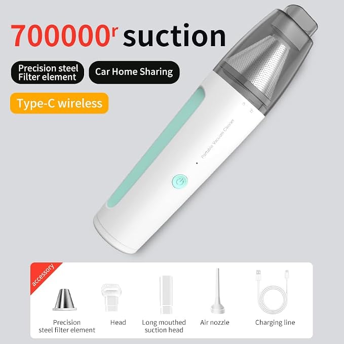 Mini Handheld Vacuum, 13000PA Portable Cordless Car Vacuum Cleaner, Suction and - Image 2