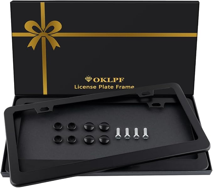 2 Pack Black License Plate Frame, Matte License Plate Front and Rear 2 Packs. by OKLPF