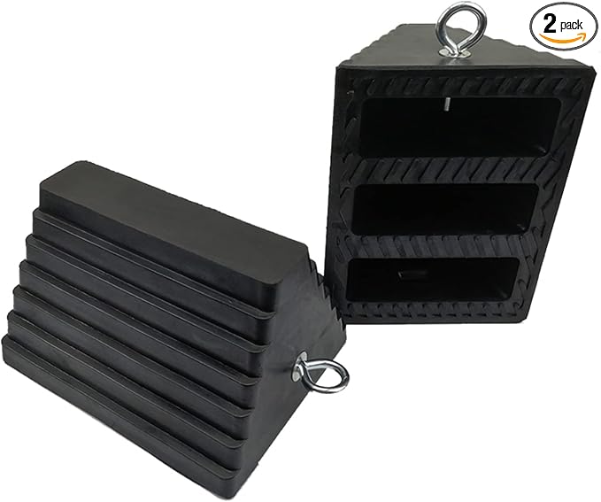 ROBLOCK 2 Pack Wheel Chocks Rubber Heavy Duty Black by ROBLOCK