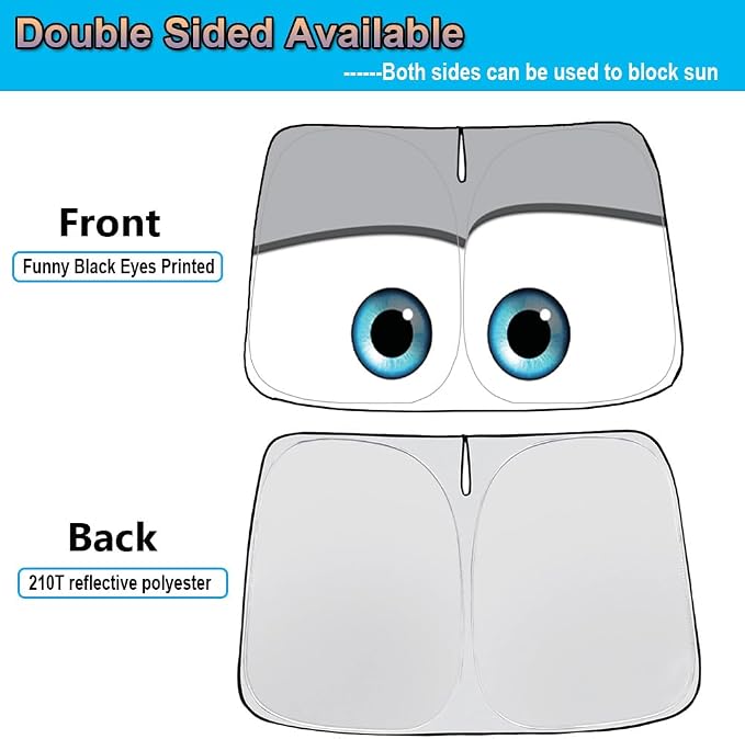 Gven Sunshade for Tesla Model Y Accessories 2025 Funny Eyes Windshield Sun - Image 2