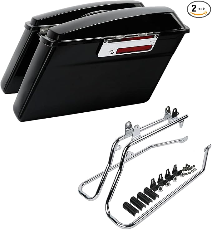 XFMT Hard Saddlebags Saddle Bag Turnk W/Chrome Conversion Brackets by XFMT