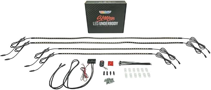 LEDGlow 4pc Blue LED Flexible Car Slimline Underbody Underglow Accent Neon - Image 9