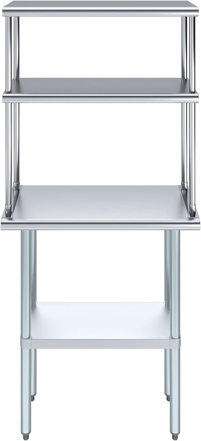 Amgood Stainless Steel Work Table Double Tier Overshelf - Image 2