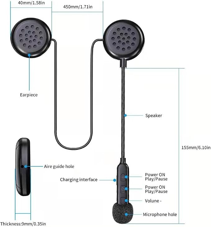 Motorcycle Helmet Bluetooth Headset, Helmet Headphones High Sound Quality - Image 7