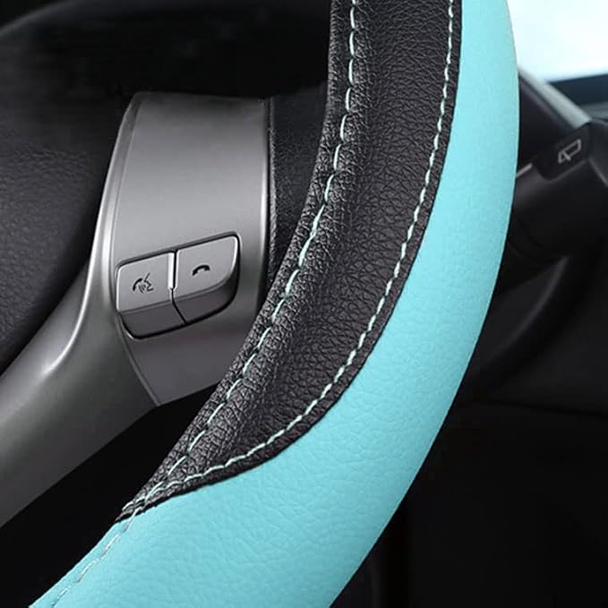 Leather Car Steering Wheel Cover, Non-Slip Car Wheel Cover Protector Breathable - Image 5
