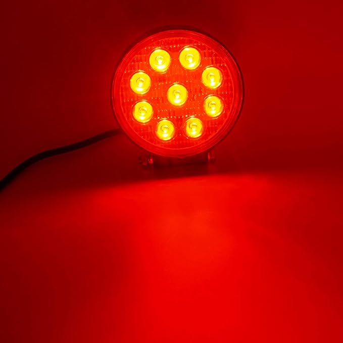27W Spot Red Round Work LED Light Fog Offroad Off Road Lights Driving Lamp - Image 5