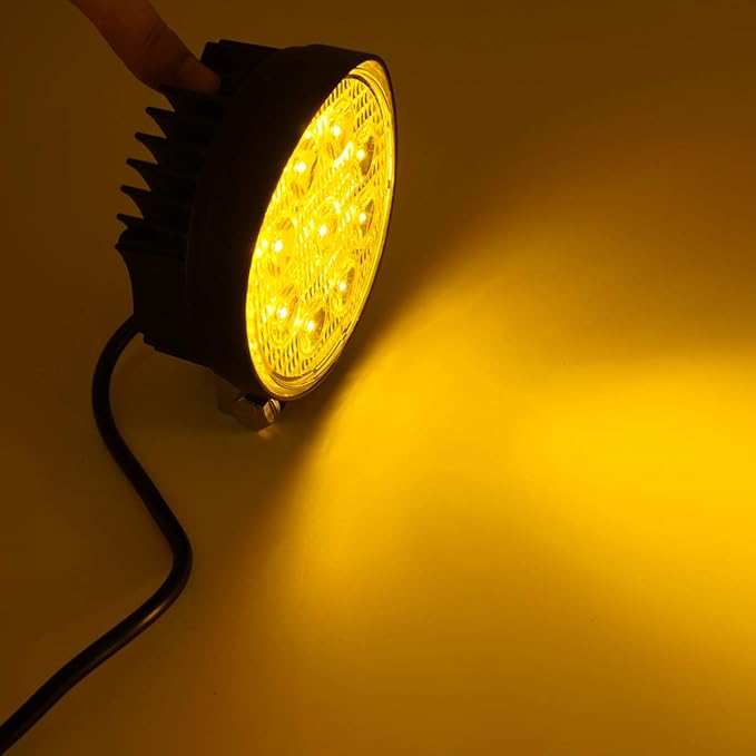 27W Spot Amber Yellow Round Work LED Light Fog Offroad Off Road Lights Driving - Image 5