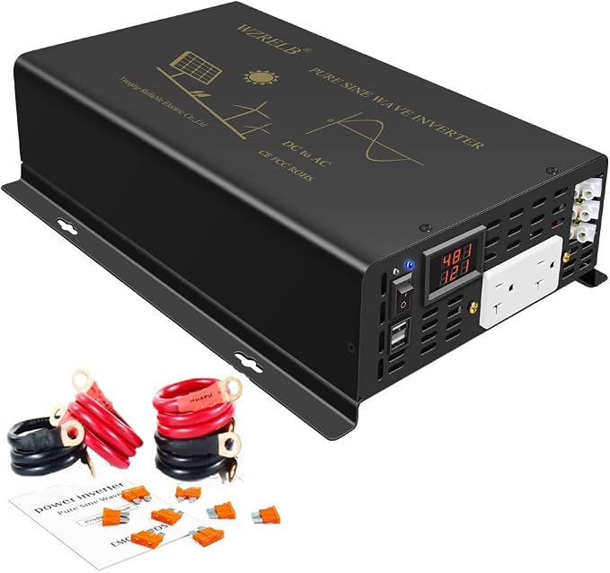 WZRELB 3000W Pure Sine Wave Power Inverter 48VDC to 120VAC 6000W Peak Dual AC - Image 2
