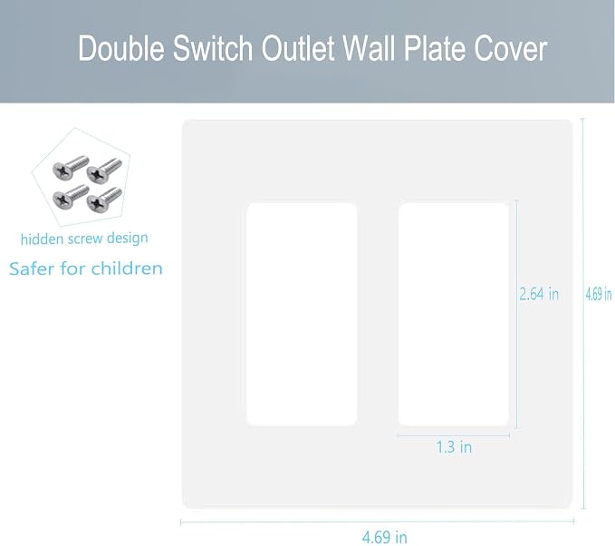 2-Gang Screwless Decora Wall Plate Cover Double Switch Outlet Electrical - Image 2