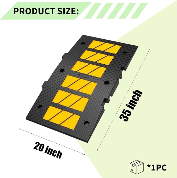 Speed Bumps for Driveway 35"x20"x2" Flexible Installation Connect Multiple - Image 2