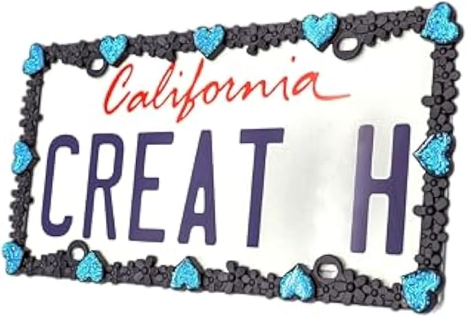 Creathome 3D Shining Daisy Heart License Plate Frame from Pure Zinc Alloy Metal by creathome