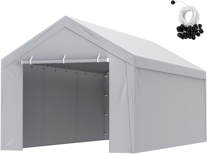 VEVOR Carport Replacement Canopy Cover Top + Side Wall 10 x 20 ft, Garage Tent by VEVOR