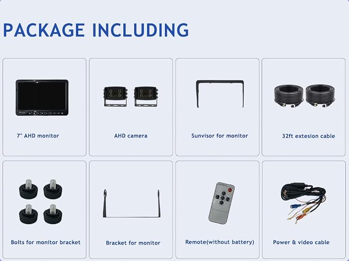 AHD 1080P 7" Reverse Rear View Backup Dual Camera System, Two Cameras - Image 9