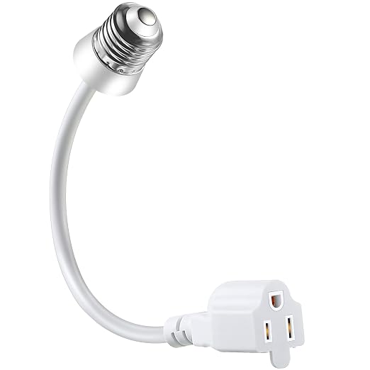 Feekoon 1 Pack 3 Outlet Light Socket Adapter, Convert E26/E27 Bulb Socket to 3 by FEEKOON