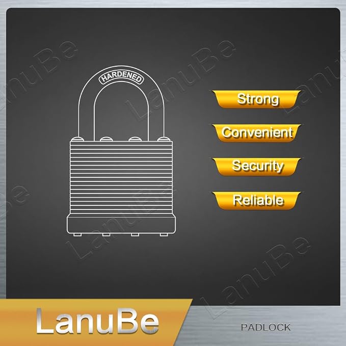 LanuBe Lock Laminated keyed Padlock, keyed Alike Locks, Normal Shackle - Image 9