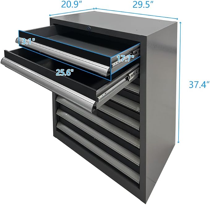 JZD Garage Tool Storage Cabinet System, Included Pegboard Back Panel, No Wall - Image 8