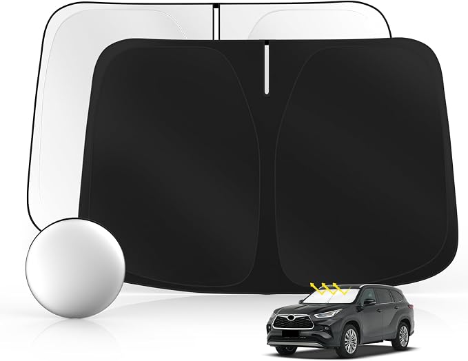 Windshield Sun Shade for Toyo-ta Highlander 2020-2025 2026 Foldable Sunshade by SULAGIWINDSHIELDSUNSHADE