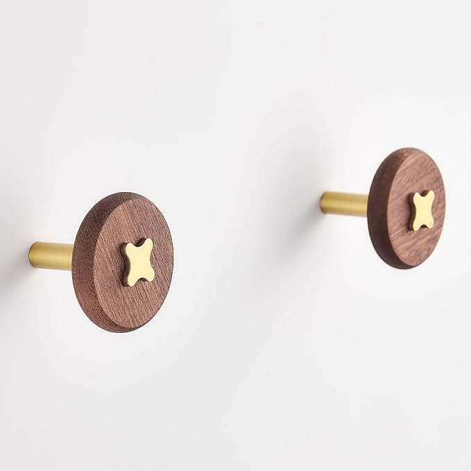 Solid Brass & Sapele/Mahogany Wall Hooks 2 Pack - Image 6