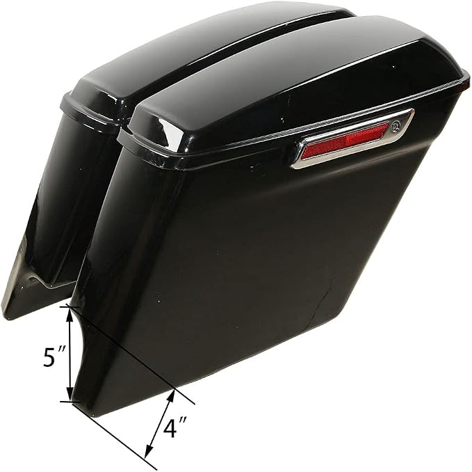 XFMT Vivid Black 5" Stretched Extended Saddlebags Hard Saddle Bags W/Black - Image 4
