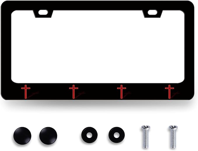 Jesus Cross License Plate Frame Red Christian Cross License Plate Holder Funny by MUAWUOIK