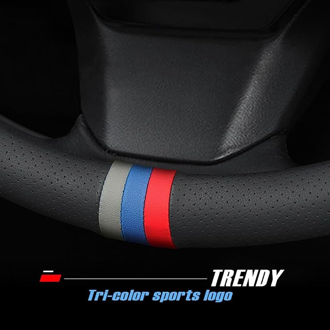 New Nappa Leather car Steering Wheel Cover, Universal 15 inch Black - Image 3