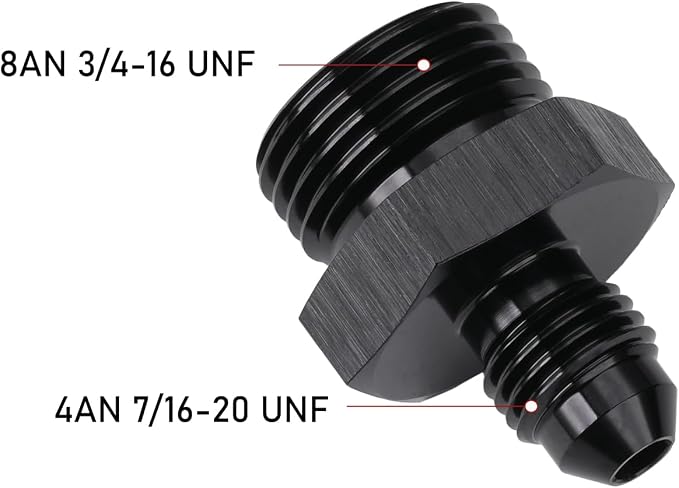 4AN Male Flare to 8AN ORB O-ring Boss Fuel Pump Rail Adapter Fitting Aluminum - Image 2